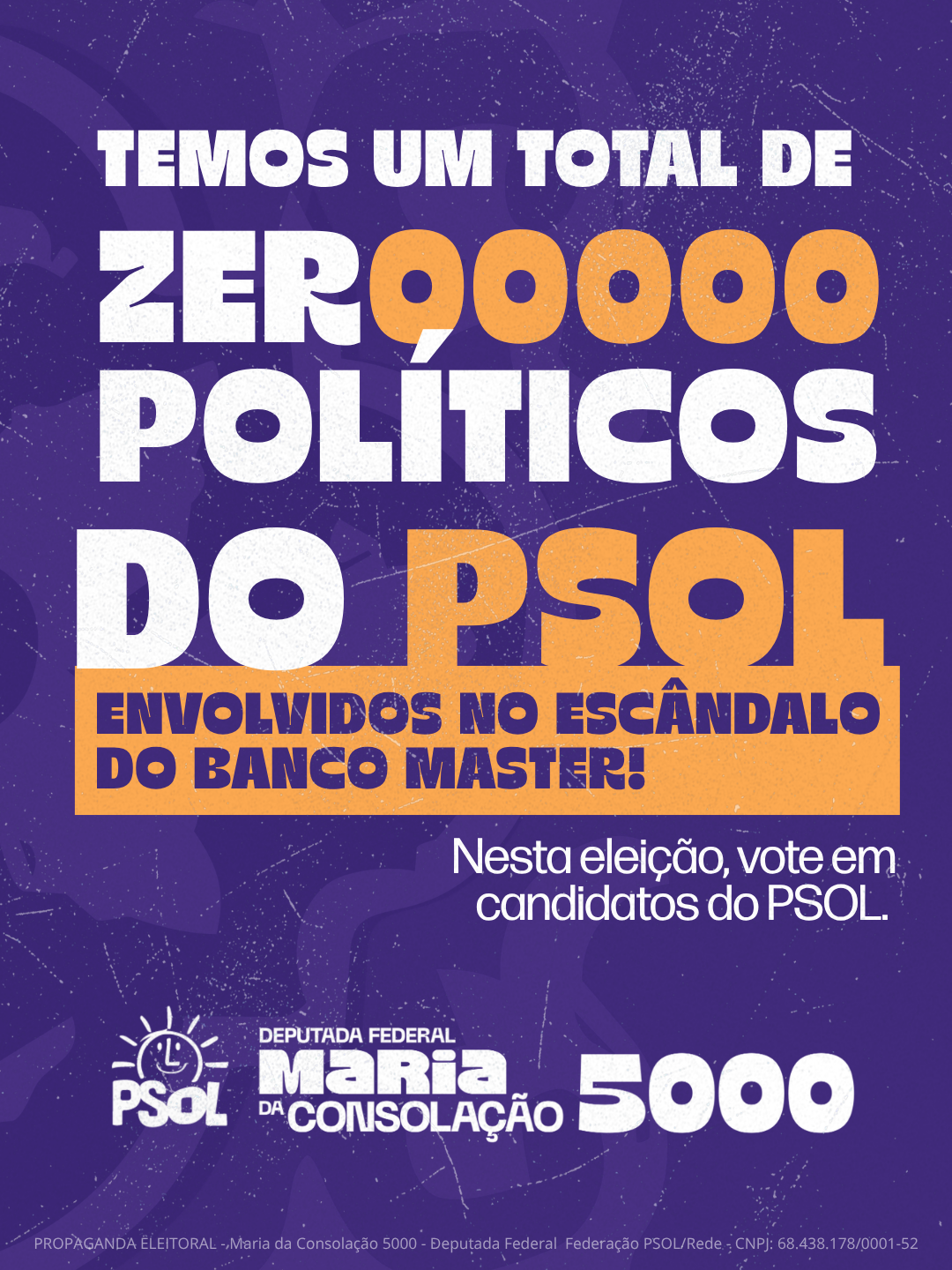 Zero políticos do PSOL no Banco Master